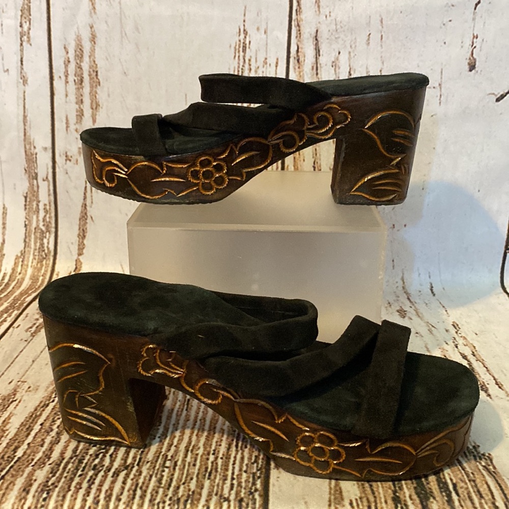 Hand carved wooden shoes. Vintage, never worn